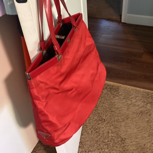 Beautiful EUC very clean Prada nylon tote bag in red color makes the bag - Picture 2 of 7